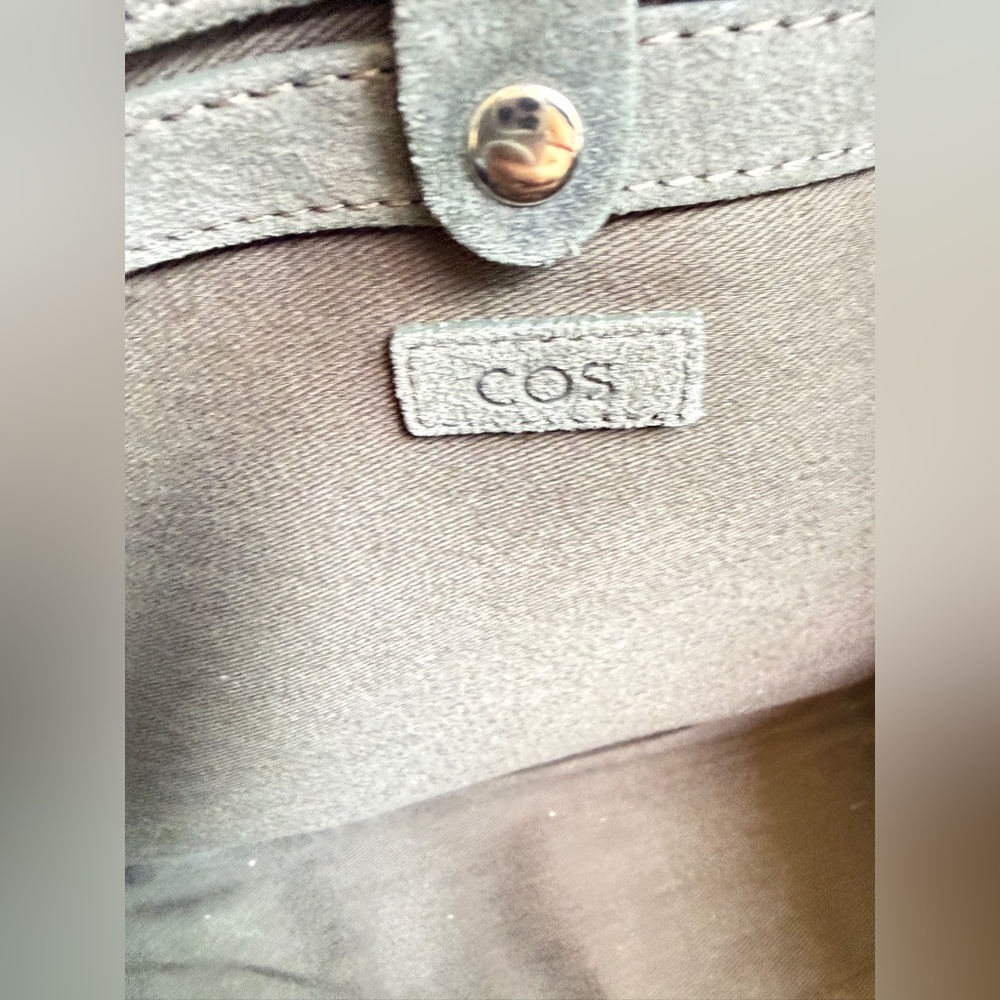 COS Small Studio Suede Leather Shoulder Bag Tote Handbag, Gray - Picture 9 of 10